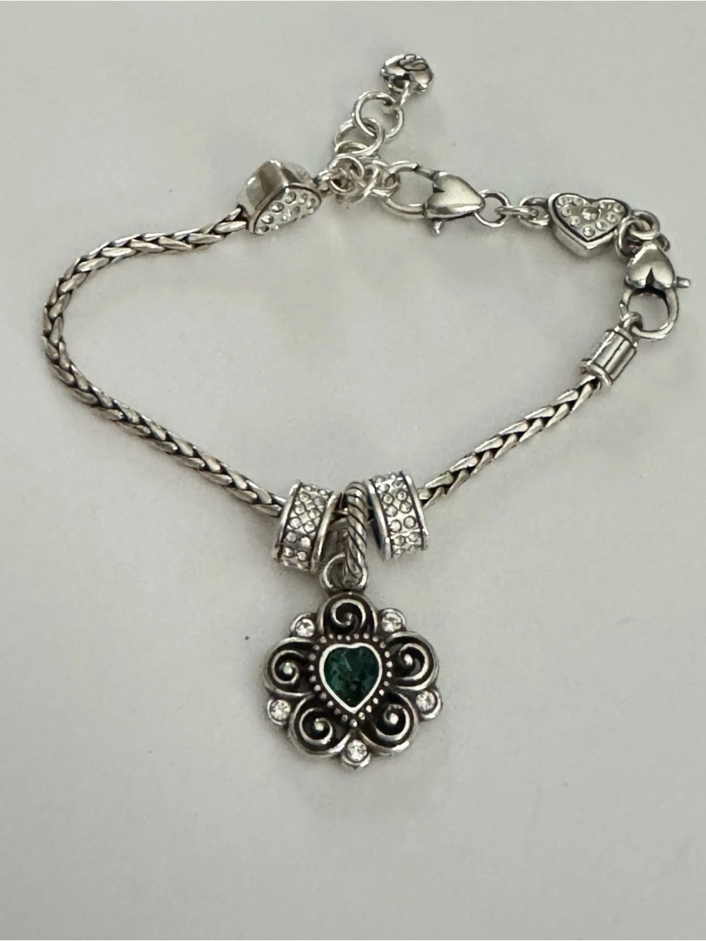 💎💚MAY BRIGHTON BIRTHSTONE Emerald SWAROVSKI CRYSTAL charm bracelet!